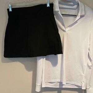 XS Black Golf Skirt & Small Long Sleeve Colored Golf Shirt